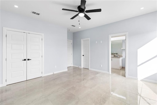 unfurnished bedroom with ceiling fan