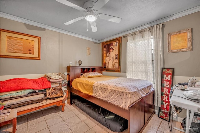 2865 E Mile 9 1/2 N, Donna, TX 78537 - bedroom featuring crown molding, light tile patterned floors, and ceiling fan