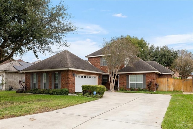 view of front of home featuring a garage and a front lawn