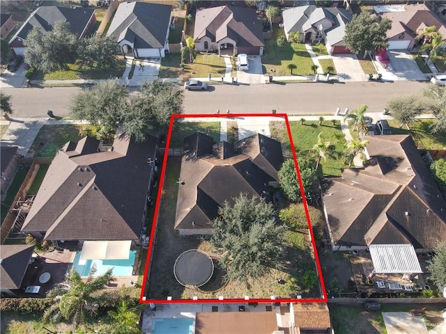 1908 W 42nd St, Mission, TX 78573 - aerial view of residential area with property boundaries highlighted