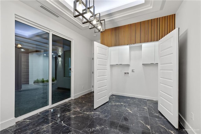 3009 E Bella Vista Ave, Alton, TX 78573 - interior space featuring marble finish floor, a towering ceiling, visible vents, and a raised ceiling