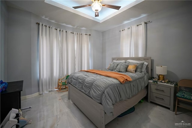 bedroom featuring ceiling fan