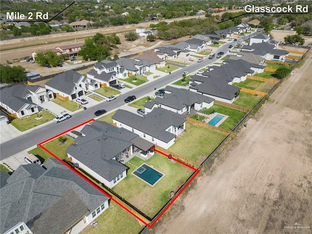 1806 E 28th St, Mission, TX 78574 - aerial view of residential area featuring property parcel outlined