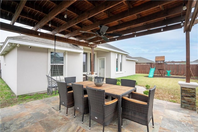 view of patio / terrace featuring a playground