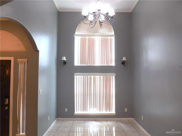 interior space with an inviting chandelier