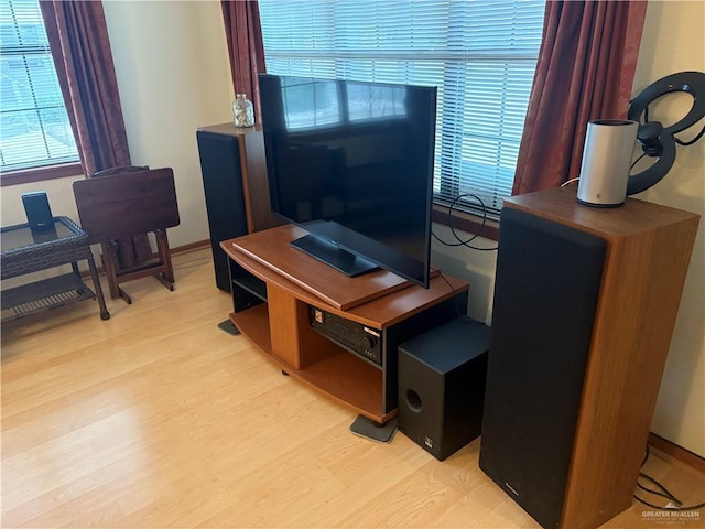 home office featuring light hardwood / wood-style floors