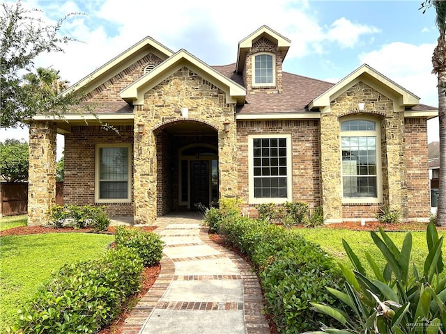 view of front of property with a front lawn