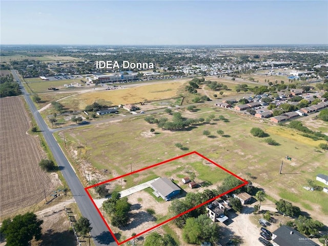 406 S Ave E, Donna, TX 78537 - aerial view of property and surrounding area with property boundaries highlighted