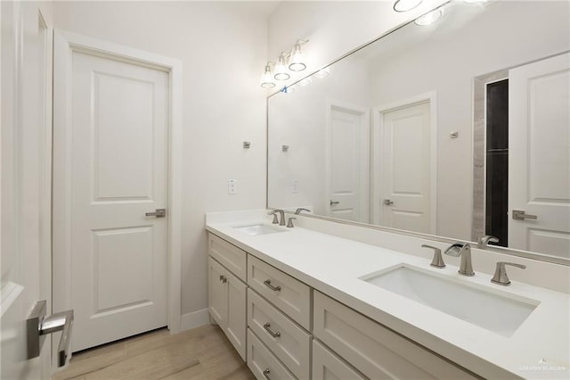 2510 E Solar Dr, Mission, TX 78574 - bathroom featuring double vanity and wood finished floors