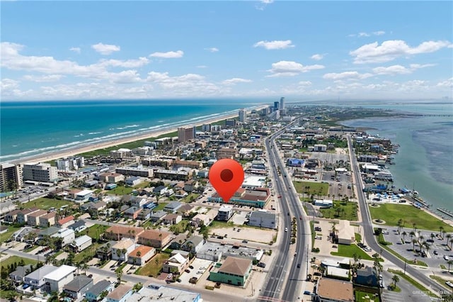 102 E Whiting St Unit A & B, South Padre Island, TX 78597 - aerial overview of property's location featuring unending shoreline and nearby urban area