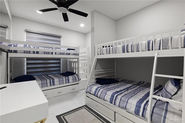 102 E Whiting St Unit A & B, South Padre Island, TX 78597 - bedroom featuring ceiling fan and recessed lighting