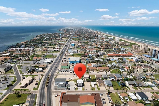 102 E Whiting St Unit A & B, South Padre Island, TX 78597 - aerial view of property's location featuring a large body of water