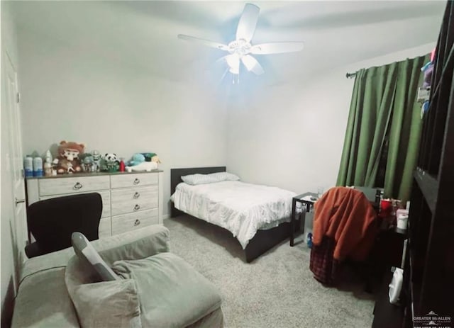 bedroom with carpet floors and ceiling fan