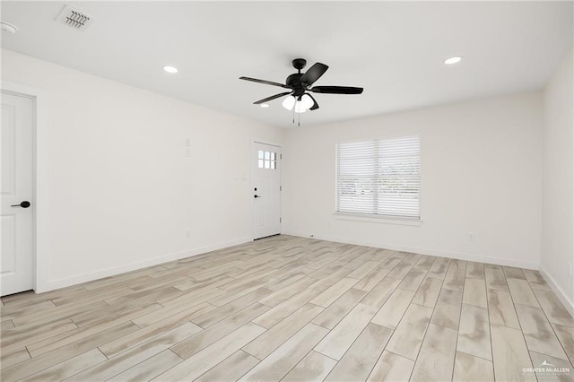 321 E Stubbs St, Edinburg, TX 78539 - empty room featuring a ceiling fan, light wood-type flooring, and recessed lighting