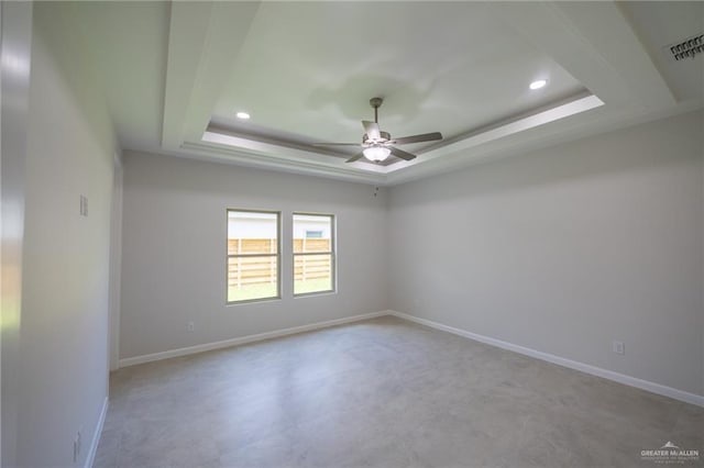 1306 E Danielle Ave, Pharr, TX 78577 - empty room with a raised ceiling, ceiling fan, recessed lighting, and baseboards