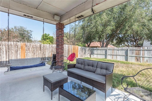 view of patio featuring an outdoor hangout area