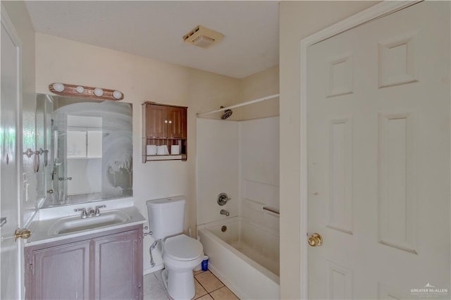 2800 Del Oro Dr, Mission, TX 78572 - full bathroom with toilet, tile patterned floors, vanity, and bathing tub / shower combination