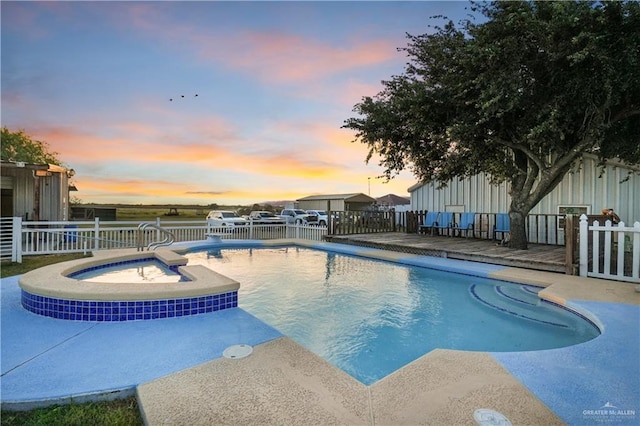 5051 Iowa Rd, Mission, TX 78574 - view of pool with a fenced backyard, a patio area, and a pool with connected hot tub