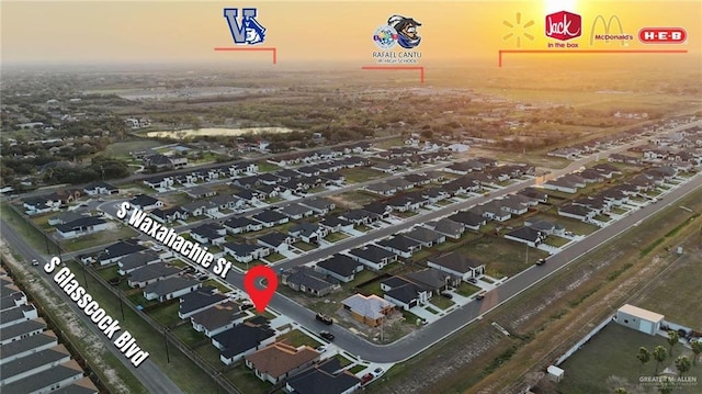drone / aerial view with a residential view