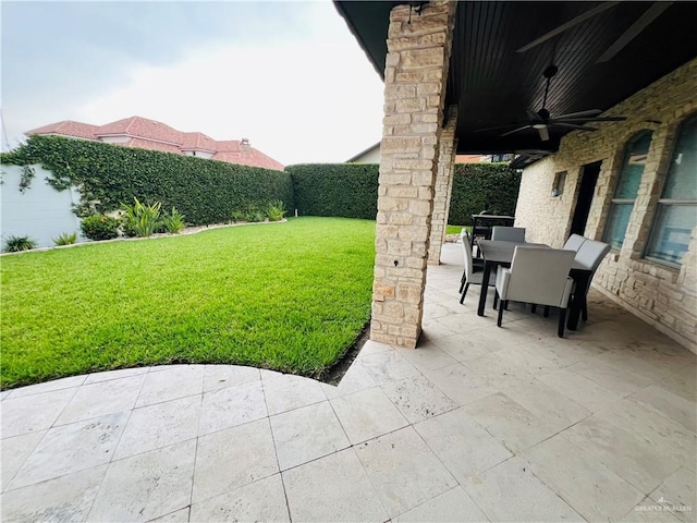 5809 N 3rd St, Mcallen, TX 78504 - view of yard with outdoor dining area, a patio, and a ceiling fan