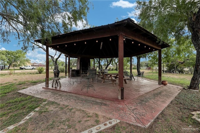 view of patio / terrace with a gazebo