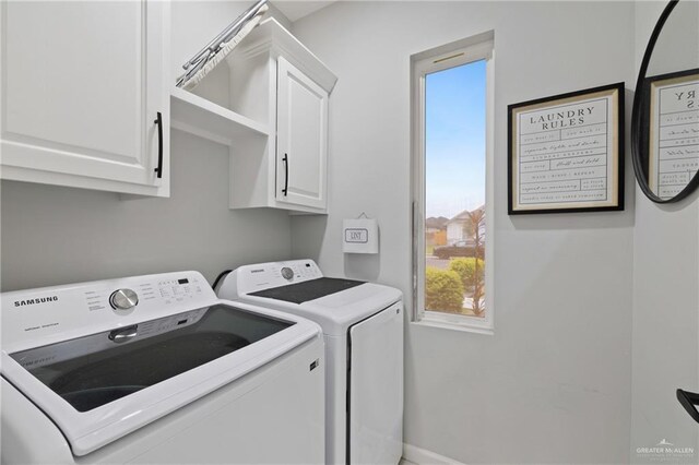 915 Rockford Dr, Alton, TX 78573 - washroom with washing machine and clothes dryer, cabinet space, and healthy amount of natural light