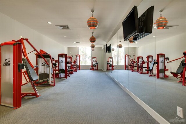 310-A Padre Blvd Unit 3102, South Padre Island, TX 78597 - workout area featuring carpet flooring and recessed lighting