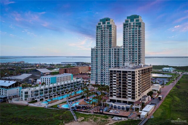 310-A Padre Blvd Unit 3102, South Padre Island, TX 78597 - view of urban area with a large body of water and a pool area