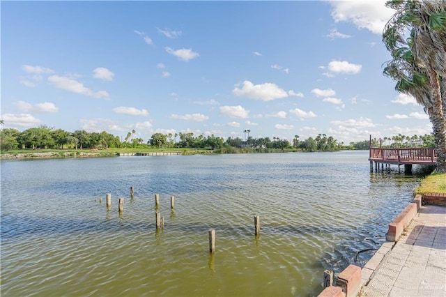 view of dock featuring a water view