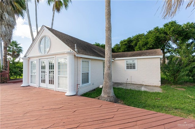 deck featuring french doors