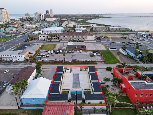 106 W Corral St, South Padre Island, TX 78597 - drone / aerial view featuring a water view