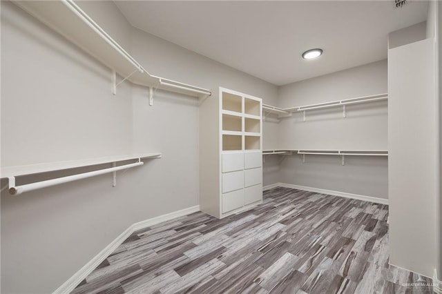 walk in closet with hardwood / wood-style flooring