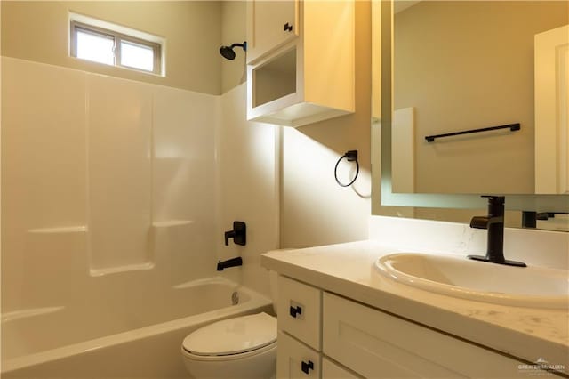 8801 Swan Lake Dr, Harlingen, TX 78550 - full bath with vanity, toilet, and shower / bathtub combination