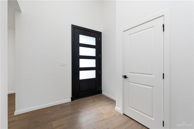 entryway featuring hardwood / wood-style flooring