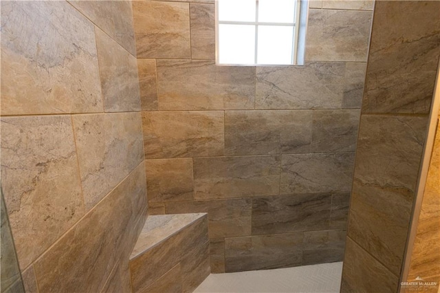 interior details featuring tiled shower