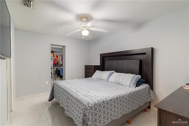 bedroom featuring ceiling fan