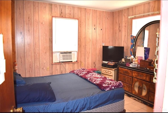 712 N Padre Ave, Weslaco, TX 78596 - tiled bedroom with cooling unit and wooden walls