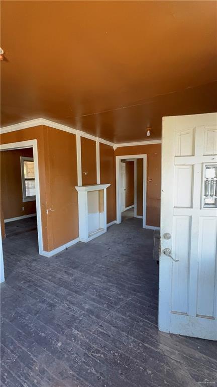 interior space featuring dark wood-style flooring