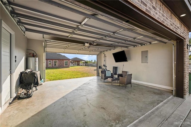 1110 Raptor St, Palmview, TX 78572 - garage featuring water heater and electric panel