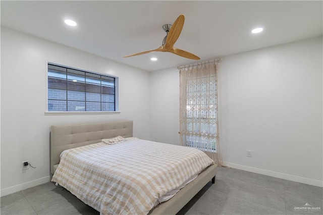 bedroom featuring ceiling fan