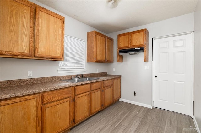 kitchen featuring light wood-type flooring and sink