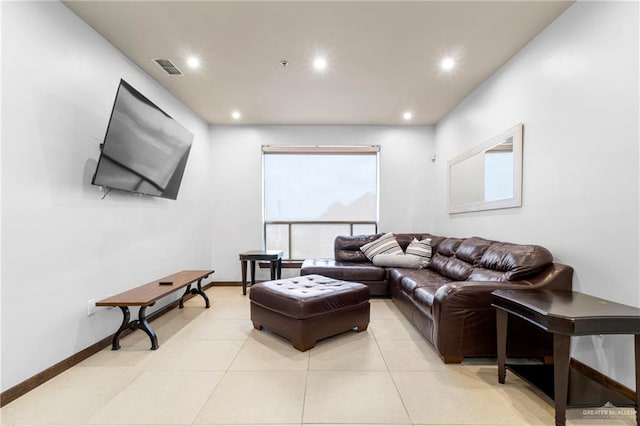 813 Travis St Unit 419, Mission, TX 78572 - living room with baseboards, recessed lighting, light tile patterned flooring, and visible vents
