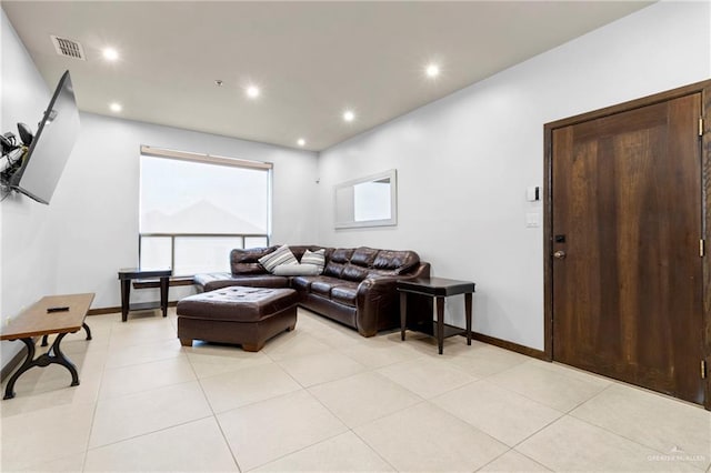 813 Travis St Unit 419, Mission, TX 78572 - living area featuring recessed lighting, baseboards, visible vents, and light tile patterned floors