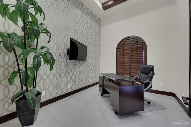 view of tiled office