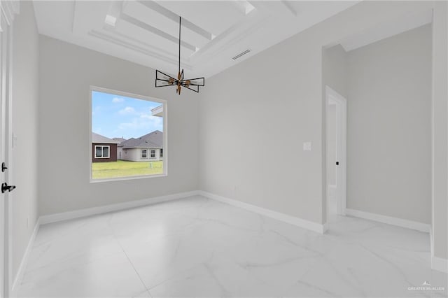 1011 Magnolia St, Mission, TX 78573 - unfurnished room featuring marble look tiles and a chandelier
