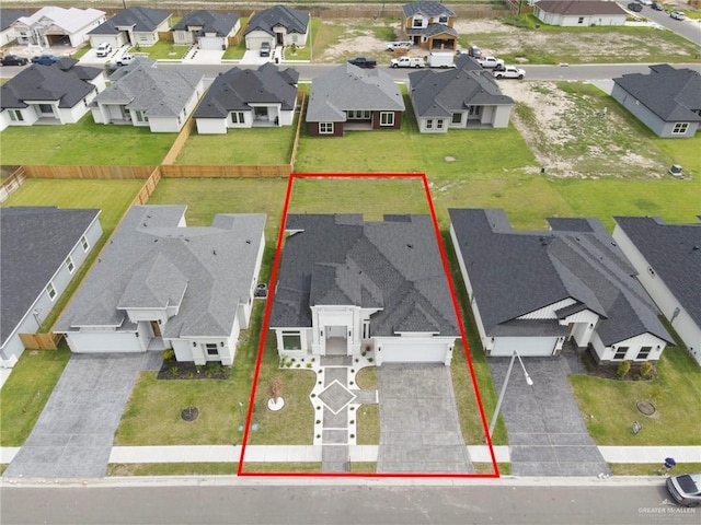1011 Magnolia St, Mission, TX 78573 - aerial perspective of suburban area featuring property boundaries highlighted