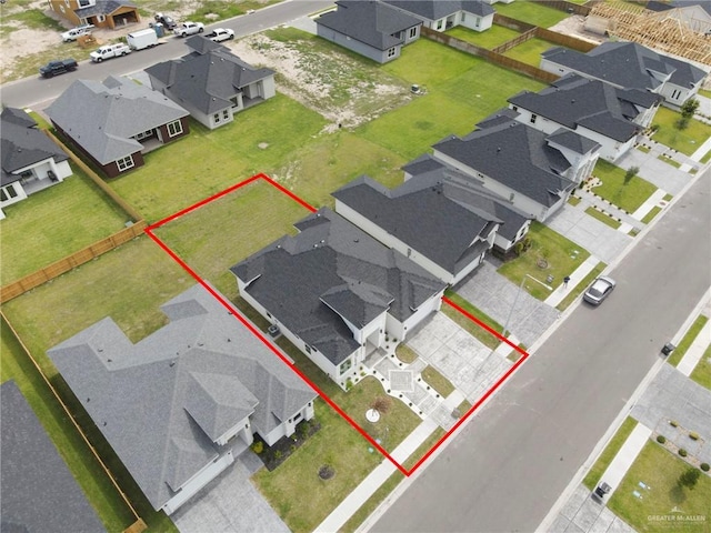 1011 Magnolia St, Mission, TX 78573 - aerial perspective of suburban area featuring property boundaries highlighted