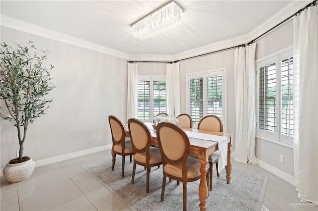 9325 W Mile 8 Rd, Mission, TX 78573 - dining space featuring ornamental molding, light tile patterned floors, and baseboards