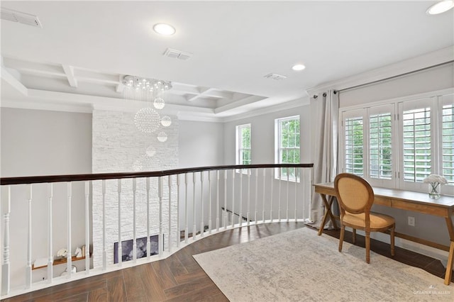 9325 W Mile 8 Rd, Mission, TX 78573 - sitting room with recessed lighting, ornamental molding, an office area, an upstairs landing, and a raised ceiling