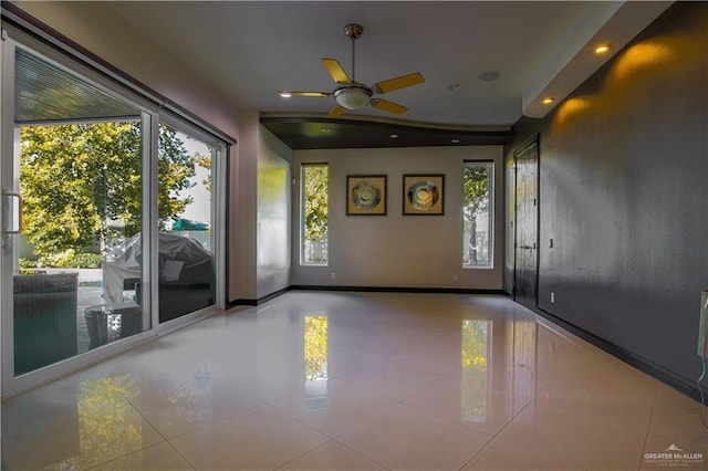 309 N Mockingbird Ave, Mission, TX 78572 - unfurnished room with tile patterned floors, recessed lighting, ceiling fan, and baseboards
